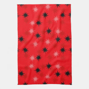 Serviette de cuisine rouge atomique de Starbursts