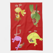 Serviette de cuisine rouge avec le poussin rose de (Vertical)