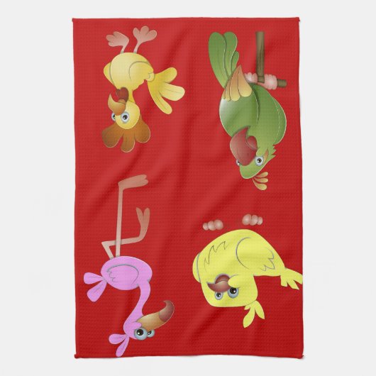 Serviette de cuisine rouge avec le poussin rose de (Vertical)