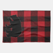 Serviette de cuisine Rouge Buffle Plaid Ours Noir (Horizontal)