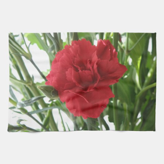 Serviette de cuisine rouge Carnation (Horizontal)