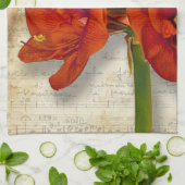 Serviette de cuisine rouge d'amaryllis (Plié)