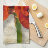Serviette de cuisine rouge d'amaryllis (Quart Plié)