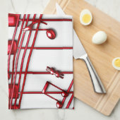 Serviette de cuisine rouge de clavier de piano (Quart Plié)