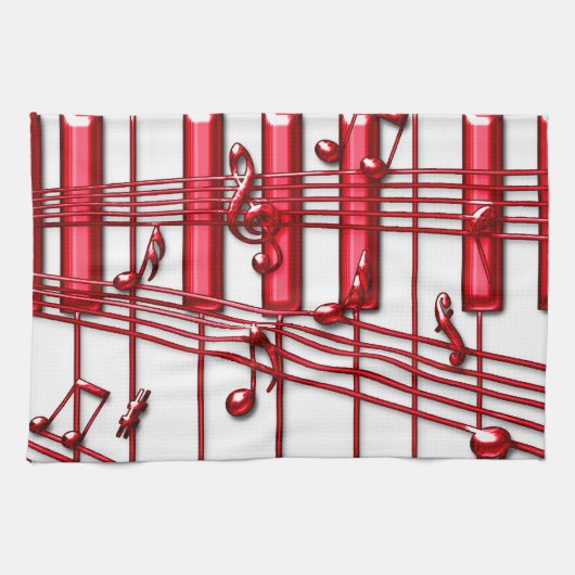 Serviette de cuisine rouge de clavier de piano (Horizontal)
