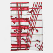 Serviette de cuisine rouge de clavier de piano (Vertical)