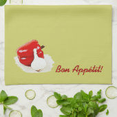 serviette de cuisine rouge de paprika et d'ail (Plié)