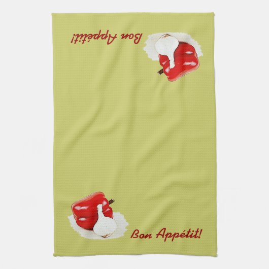 serviette de cuisine rouge de paprika et d'ail (Vertical)