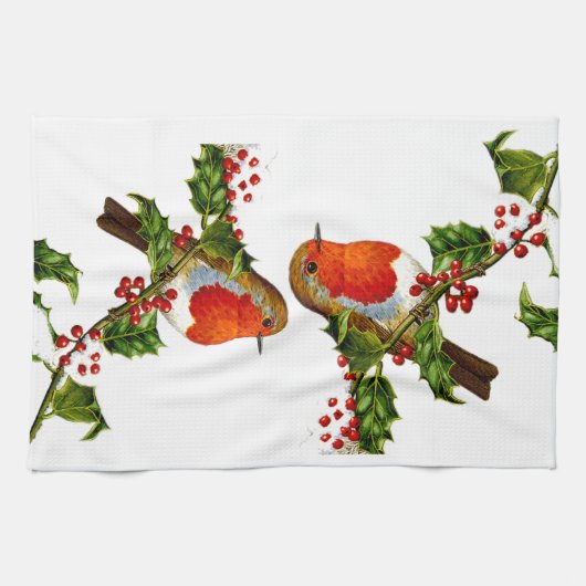 Serviette de cuisine rouge de Robin (Horizontal)