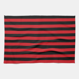 Serviette de cuisine rouge et noire de rayures