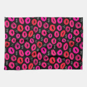 Serviette de cuisine rouge et rose Kisses XOXO (Horizontal)