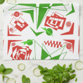 serviette de cuisine rouge et verte Abstraite (Plié)