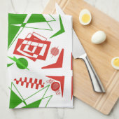 serviette de cuisine rouge et verte Abstraite (Quart Plié)