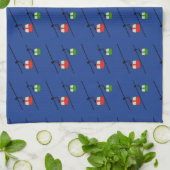 Serviette de cuisine rouge et verte gondolas (Plié)
