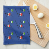 Serviette de cuisine rouge et verte gondolas (Quart Plié)