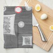 serviette de cuisine rouge gris (Quart Plié)