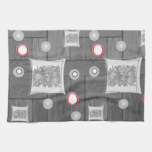 serviette de cuisine rouge gris (Horizontal)