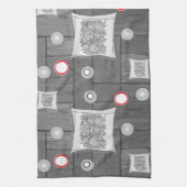 serviette de cuisine rouge gris (Vertical)