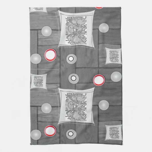 serviette de cuisine rouge gris (Vertical)