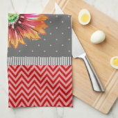 Serviette de cuisine rouge gris-orange moderne (Quart Plié)