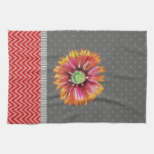 Serviette de cuisine rouge gris-orange moderne (Horizontal)