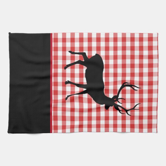 Serviette de cuisine-Rouge Plaid-Deer (Horizontal)