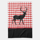 Serviette de cuisine-Rouge Plaid-Deer (Vertical)