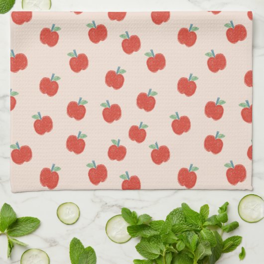 Serviette de cuisine rouge pomme (Plié)