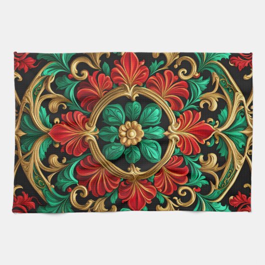 Serviette de cuisine rouge vert (Horizontal)