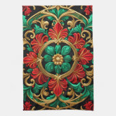 Serviette de cuisine rouge vert (Vertical)