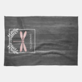 Serviette de cuisine rustique de libellule rose (Horizontal)
