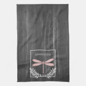 Serviette de cuisine rustique de libellule rose (Vertical)
