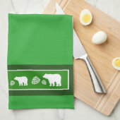 Serviette de cuisine rustique vert ours pinecone (Quart Plié)