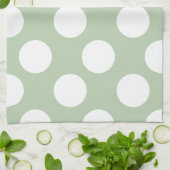 Serviette de cuisine Sage and White Polka Dot (Plié)