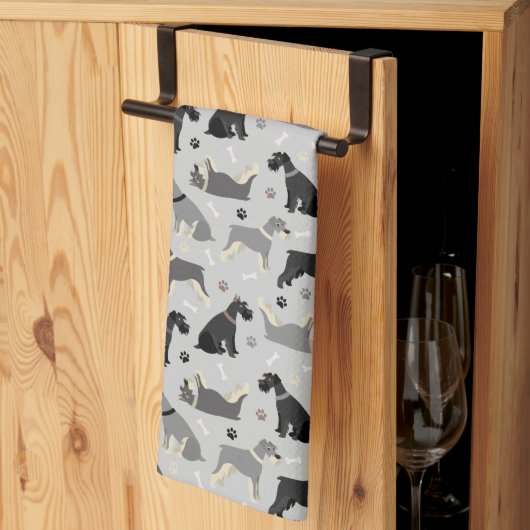 Serviette de cuisine Schnauzer Paws and Bones (Pliage en tiers)