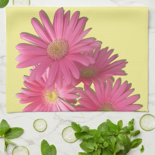 Serviette de cuisine - Serviettes de Gerbera rose (Plié)