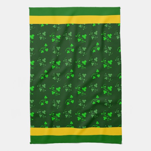 Serviette de cuisine Shamrock en Gris Jaune (Vertical)