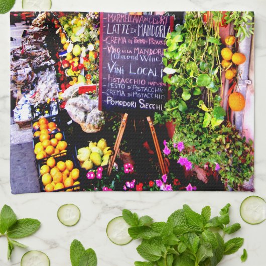 Serviette de cuisine sicilienne de marché de fruit (Plié)