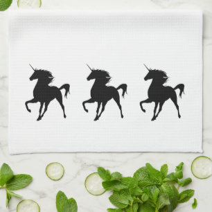 Serviette de cuisine Silhouette Unicorne Noire