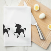 Serviette de cuisine Silhouette Unicorne Noire (Quart Plié)