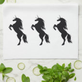 Serviette de cuisine Silhouette Unicorne Noire (Plié)