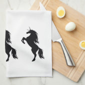 Serviette de cuisine Silhouette Unicorne Noire (Quart Plié)