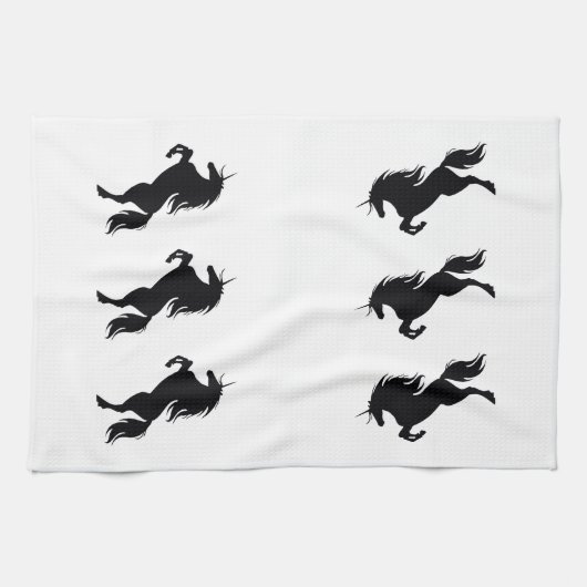 Serviette de cuisine Silhouette Unicorne Noire (Horizontal)