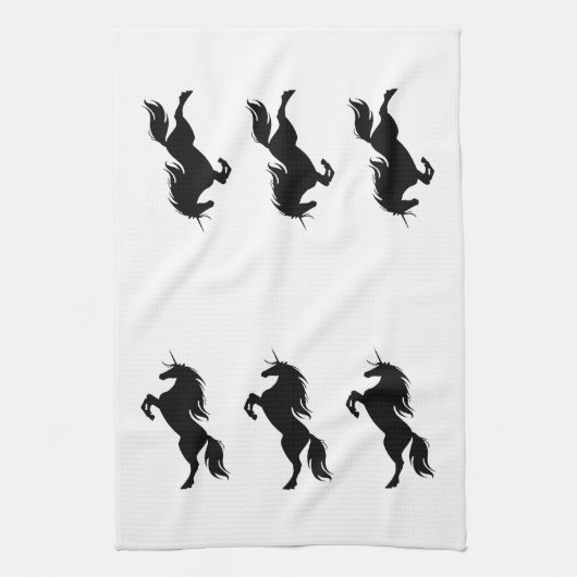 Serviette de cuisine Silhouette Unicorne Noire (Vertical)