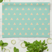 Serviette de cuisine simple motif tringle sarcelle (Plié)