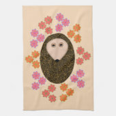 Serviette de cuisine Sleepy Hérisson et fleurs (Vertical)