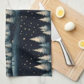 Serviette de cuisine Starry Winter Forest Night (Quart Plié)