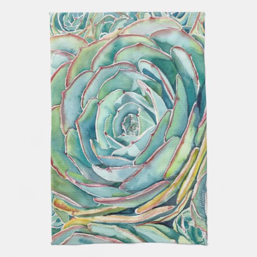 Serviette de cuisine succulente Blue Echeveria (Vertical)