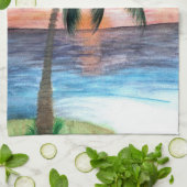 Serviette de cuisine Sunset Palm Tree de l'art (Plié)