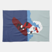 Serviette de cuisine surfante de Père Noël (Horizontal)